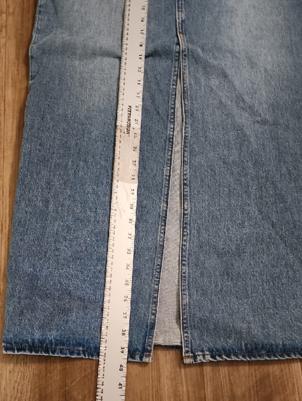 10 Crosby Derek Lam Denim Midi Skirt Front Slit Light Wash High Rise Y2K - Picture 2 of 9